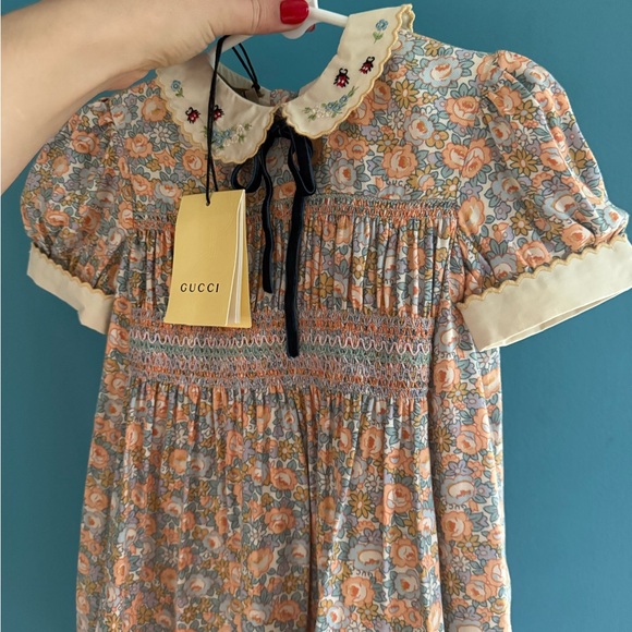 Gucci Floral Dress with Embroidered Collar - Picture 2 of 16